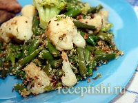 Рецепт Теплый салат из цветной капусты с зеленой фасолью